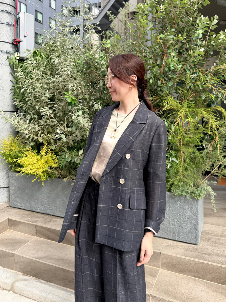 only color]チェックメッシュダブルジャケット – Lallia Mù