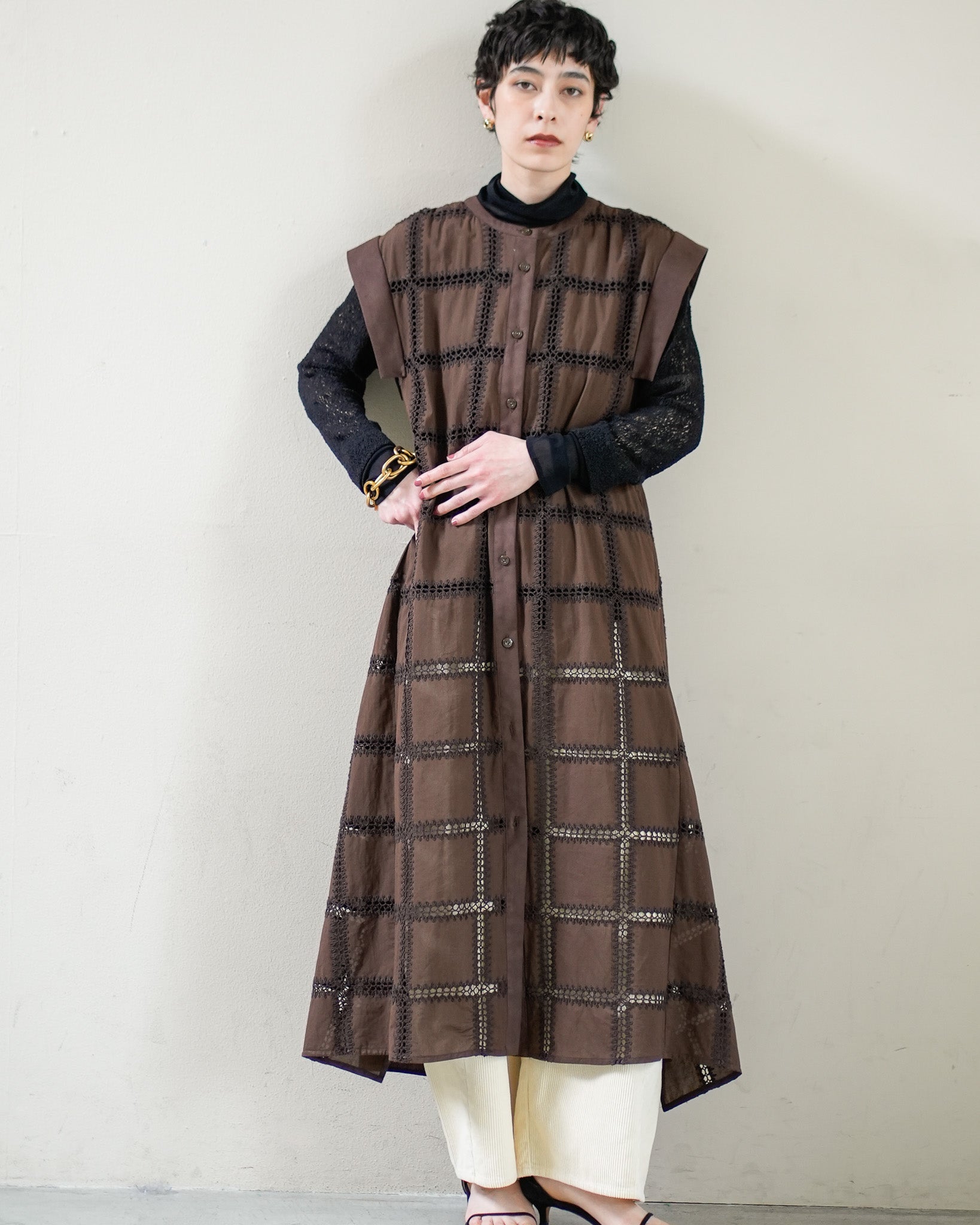 ONLY COLOR]クロッシェチェックパネルワンピース – Lallia Mù