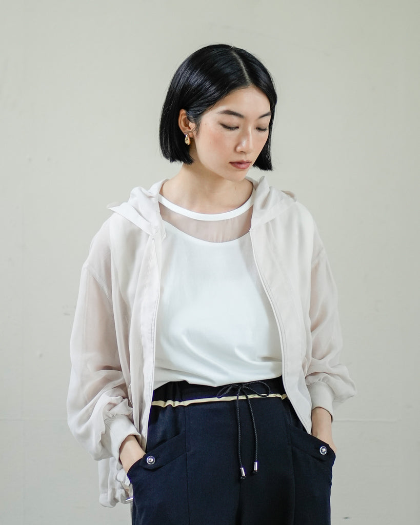 5/27発売]バックプリーツメッシュフードブルゾン – Lallia Mù