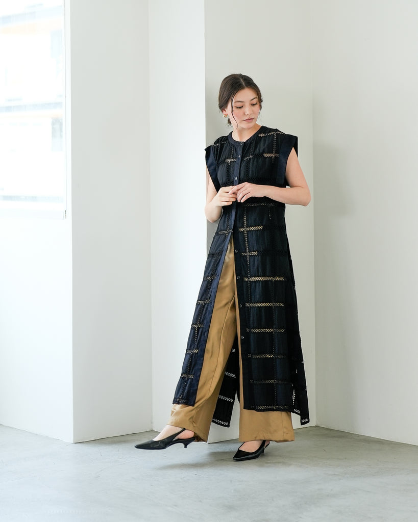 日本橋先行】クロッシェチェックパネルワンピース – Lallia Mù