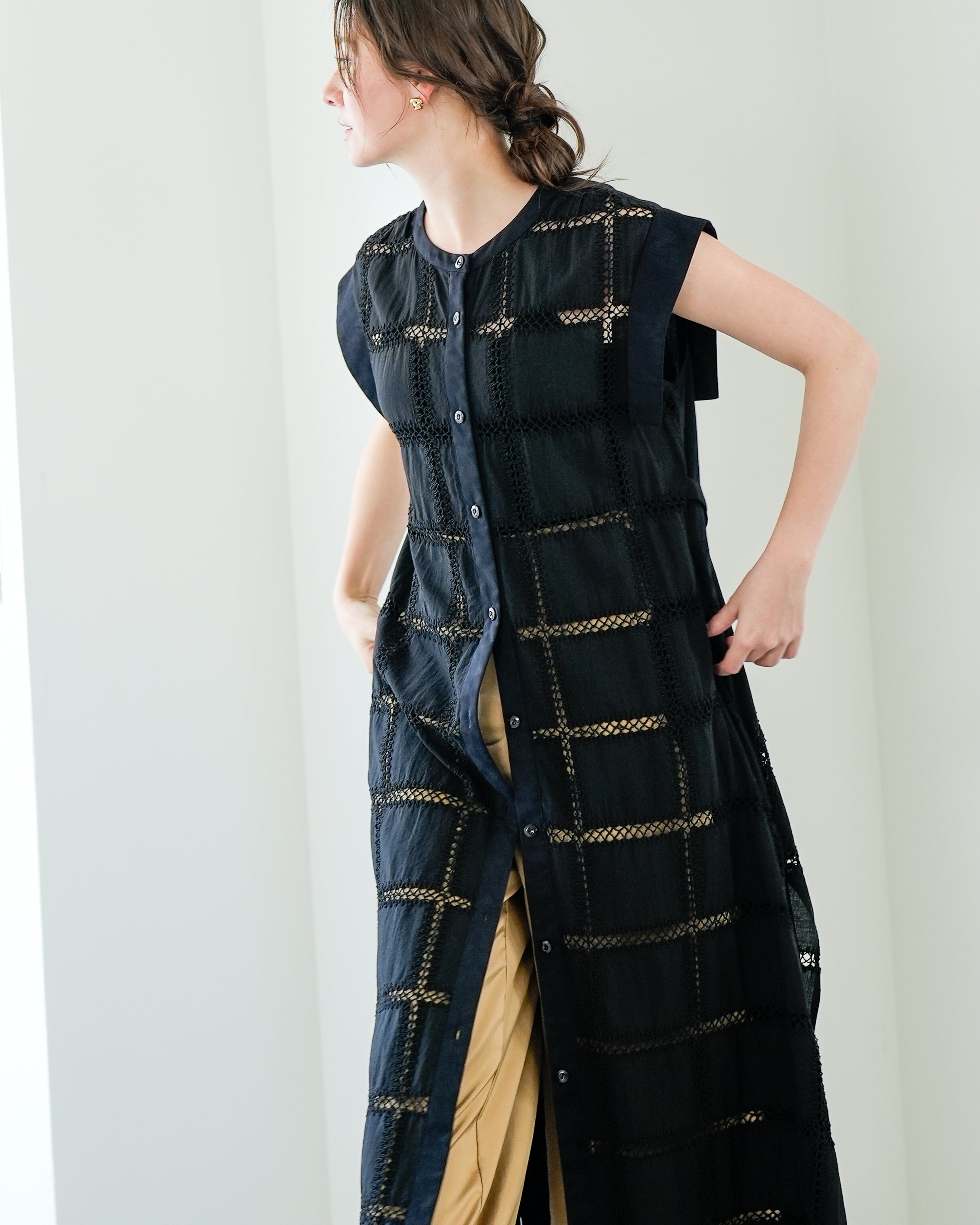 日本橋先行】クロッシェチェックパネルワンピース – Lallia Mù