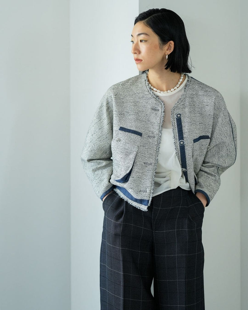 12/3~予約]ノーカラーツイードジャケット – Lallia Mù
