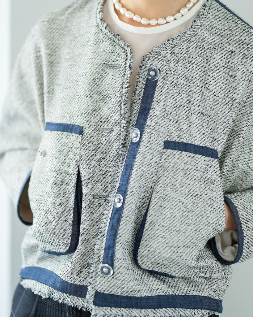 未使用✨A FERRETTI アルパカ　モヘヤ　ツイードジャケット 12/3~予約]ノーカラーツイードジャケット – Lallia Mù