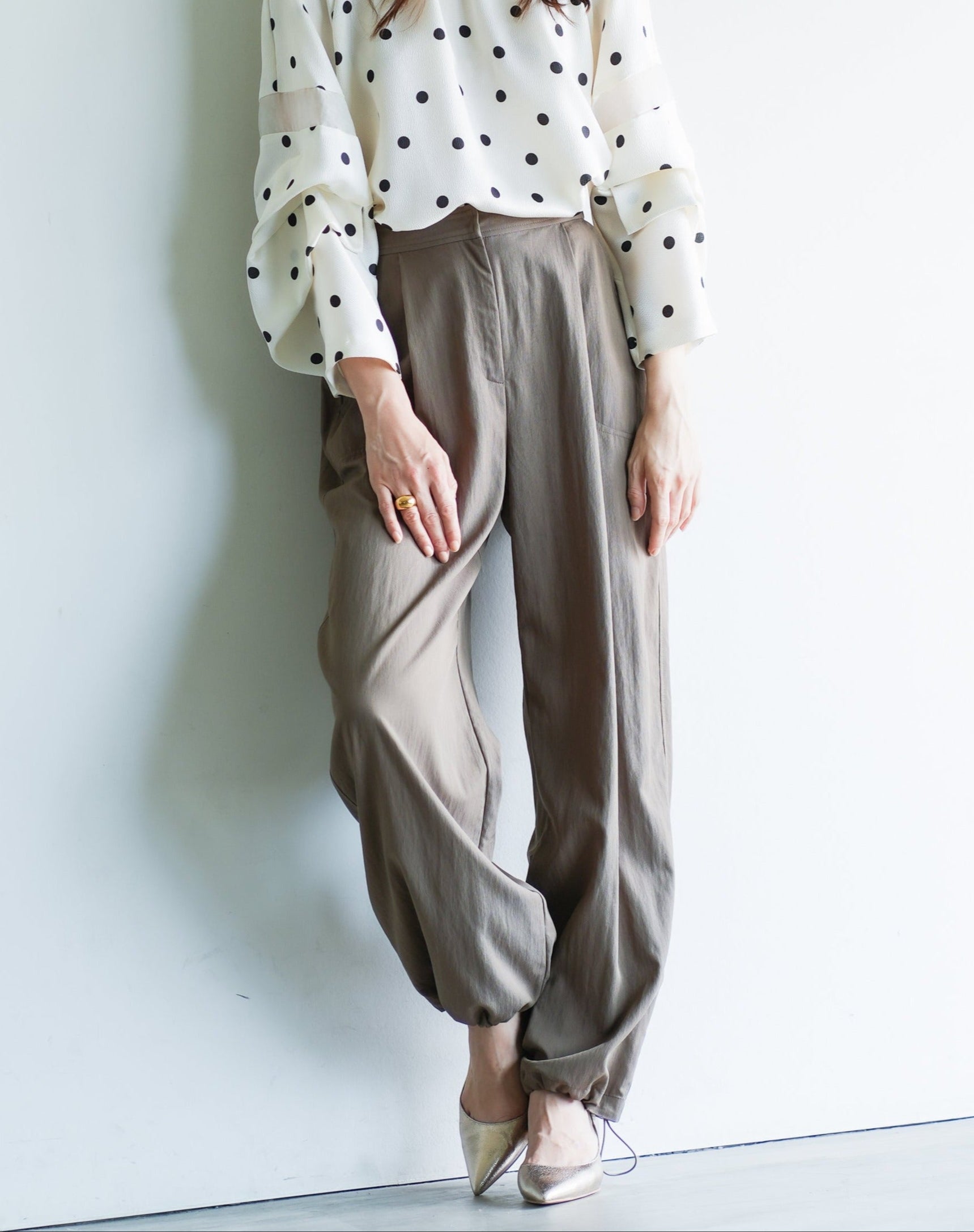 Gready Brilliant●Lallia muドローストリングワークパンツ Gready Brilliant○Lallia muドローストリングワークパンツ